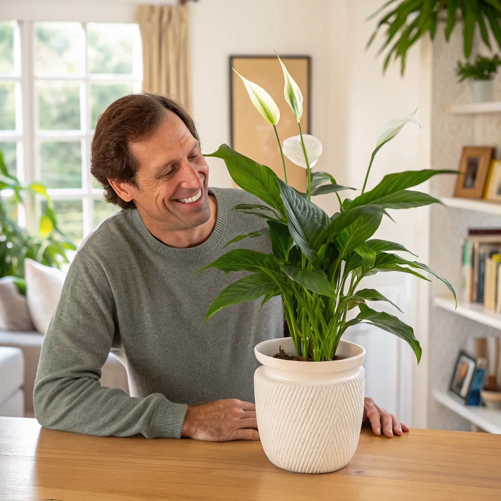 Lucas and his restored peace lily